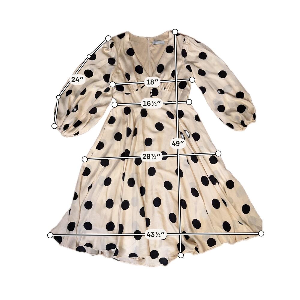 Ieena For Mac Duggal Dress 10 Beige Polka Dot Satin Midi Party Formal Wedding - Picture 5 of 9